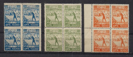 Greece - Foundation Of Social Insurance 3 Blocks Of 4 MNH Revenue Stamps - ΜΝΗ - Steuermarken