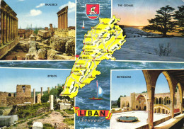 MULTIPLE VIEWS, RUINS, ARCHITECTURE, MAP, EMBLEM, BEITEDDINE PALACE, FOUNTAIN, LEBANON - Liban