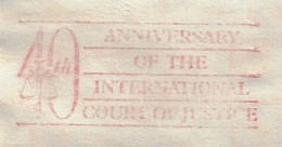 United Nations 1986 Fragment Cover Meter Stamp Pitney Bowes Slogan 40th Anniversary International Court Of Justice NY - Covers & Documents