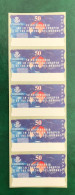 España Spain 2000, ATM ETIQUETA, 50 Aniv. DERECHOS DEL HOMBRE, Tira De 5 Etiquetas Blancas / Strip Of 5, Nuevos ** - Machine Labels [ATM]