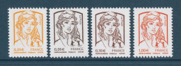 FRANCE 2013 Definitives / Marianne De Ciappa-Kawena 1c/5c/10c/€1: Set Of 4 Stamps UM/MNH - 2013-2018 Marianne (Ciappa-Kawena)