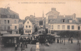 CAUDEBEC-lès-ELBEUF (Seine-Maritime) - Place De L'Hôtel De Ville Et Rue Sadi-Carnot - Tramway - Voyagé 1906 (2 Scans) - Caudebec-lès-Elbeuf