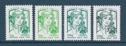 FRANCE 2013 Definitives / Marianne De Ciappa-Kawena / Lettre Verte: Set Of 4 Stamps UM/MNH - 2013-2018 Marianne (Ciappa-Kawena)