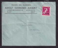 DDEE 755 -- Enveloppe TP Moins 10 % Surcharge Locale AALST 1946- Entete Tresses Des Fflandres Adolf Geeroms - Amant - 1946 -10%