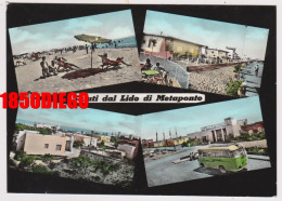 SALUTI DAL LIDO DI METAPONTO - MULTIVEDUTE F/GRANDE VIAGGIATA 1964 ANIMAZIONE - Matera