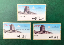 España Spain 2002, ATM ETIQUETA, Arquitectura Postal A CORUÑA,3 ATM, Nuevos ** - Viñetas De Franqueo [ATM]