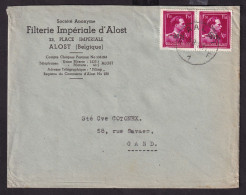 DDEE 768 -- 2 X Enveloppe Paire TP Moins 10 % Surcharge Typo AALST 1 Et 2 En 1946 - Entete Filterie Impériale D' ALOST - 1946 -10%