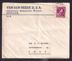 DDEE 770 -- Enveloppe Paire TP Moins 10 % Surcharge Locale ANZEGEM 1946 - Entete Van Den Heede , Mekanieke Weverij - 1946 -10%