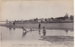 45. JARGEAU. CPA.  LA PLAGE SUR LA LOIRE. ANIMATION. ANNEE 1906 + TEXTE - Jargeau