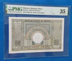 MAROC MOROCCO MARRUECOS MAROKKO BANQUE D'ETAT 50 FRANC 1947 - Marocco