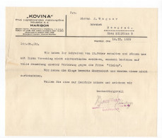 1929. KINGDOM OF SHS,SLOVENIA,MARIBOR,KOVINA METAL INDUSTRY,LETTERHEAD,LETTER TO BELGRADE - Other & Unclassified