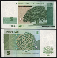 LATVIA  Lettland - 2007 -  5 LATI / LATS Oak Bank Note - UNC - Lettland