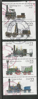 USA 1987 Locomotives SC.# 2362/66 Cpl 5v Set From Booklet In Pair + Strip3 - VFU Condition ( From The Same Franking ) - 3. 1981-...