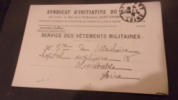 WWI Prisonniers De Guerre Syndicat D'initiative Du Forez à SAINT ETIENNE CROIX ROUGE  Service Des Vêtements Militaires D - Guerre De 1914-18