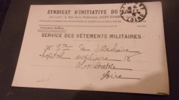 WWI Prisonniers De Guerre Syndicat D'initiative Du Forez à SAINT ETIENNE CROIX ROUGE  Service Des Vêtements Militaires D - WW I