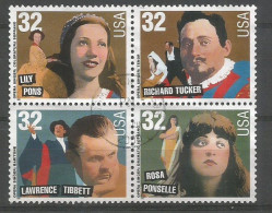 USA 1997 Opera Singers SC.# 3154/57 Cpl 4v Set In Block4 In VFU Condition - Chanteurs