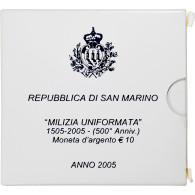 Saint Marin , 10 Euro, 2005, Rome, Milizia Uniformata, FDC, Argent - San Marino