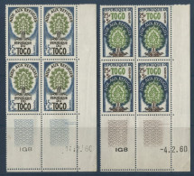 TOGO N° 307 + 308 ( X4) Neufs ** (MNH) Tous Avec Coins Datés Aide Aux Réfugiés Voir Suite - Togo (1960-...)