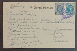 COB 193+194 SUR CP CONGO BELGE KATANGA (KABINDA) / OBL. COURRIER DE HAUTE MER S.S. ALBERTVILLE - 1922-1927 Houyoux