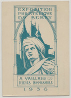 FRANCE 1936 Entier Postal 20c Semeuse Camée Exposition Philatélique BOURGES BERRY A VAILLANS Riens Impossible - Standard- Und TSC-AK (vor 1995)