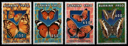 Burkina Faso 1996 - Mi-Nr. 1410-1413 A ** - MNH - Schmetterlinge / Butterflies - Burkina Faso (1984-...)
