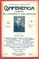 CONFERENCIA  1924 N° 6 Du 1 Mars Journal Université Annales * Salon Princesse Mathilde - Tout Ankh Amon - Basilique St D - Other & Unclassified