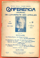 CONFERENCIA  1922 N° 6 Du 1 Mars  Journal Université Annales - Other & Unclassified