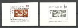 DEUTSCHLAND DDR 1977 Block 48 Michel 2249 SOZPHILEX Briefmarkenausstellung EXPO MNH + Schwarzdruck - 1971-1980