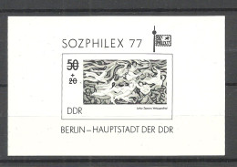 DEUTSCHLAND DDR 1977 Block 48 Michel 2249 SOZPHILEX Briefmarkenausstellung EXPO Schwarzdruck MNH - 1971-1980