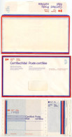 Canada C.1970's 3 Different Unused Certified Mail Envelopes / Return Receipt Card - Brieven En Documenten