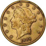 Monnaie, États-Unis, Liberty Head, $20, Double Eagle, 1889, U.S. Mint, San - 20$ - Double Eagles - 1877-1901: Coronet Head