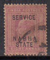 8a Claret, Used Edward Series, SGO33, Nabha State SERVICE 1903-1906, British India - Nabha