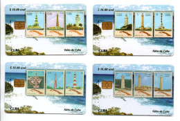 Phare Lighthouse Leuchttum Timbre Stamp 4 Télécartes CUBA Phonecard Telefonkarte (J 948) - Francobolli & Monete