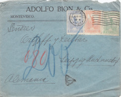 Uruguay 1921: Letter Montevideo To Leipzig, Tax - Uruguay