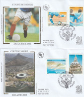 2010 " COUPE DU MONDE DE FOOT AFRIQUE DU SUD " Sur 2 Enveloppes 1er Jour Sur Soie N° YT 4481 4. Parf état FDC à Saisir ! - 2010 – South Africa