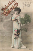 FANTAISIE - Femme - Gelukkig Verjaardag - Heureuse Fête - Colorisé - Cartes Postales Ancienne - Femmes