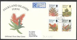 Falkland: FDC, Raccomandata, Registered, Recommandè, Felci Diverse, Different Ferns, Différentes Fougères - Légumes