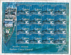 INDIA- 2008 FINE USED FULL SHEET- COASTGUARD SHIPS- Schiffe-Navires- Buques- - Usati