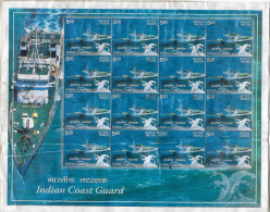 INDIA- 2008 FINE USED FULL SHEET- COASTGUARD SHIPS- Schiffe-Navires- Buques- - Oblitérés