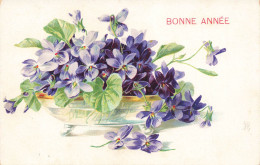 FLEURS PLANTE ARBRE - Fleurs - Bonne Année - Fleurs Violettes - Cartes Postales Ancienne - Bloemen