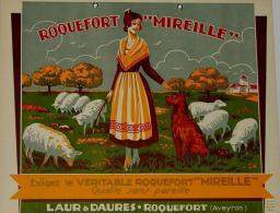 Publicité  Cartonnée "ROQUEFORT MIREILLE" - Targhe Di Cartone