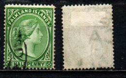 FALKLAND - 1891 - Queen Victoria - Crown And C A - 1/2p Green - USATO - Islas Malvinas