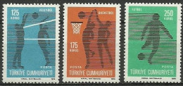 Turkey; 1974 Regular Postage Stamps With The Subject Of Sport (Football, Volleyball, Basketball) - Pallavolo