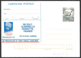 Italia/Italy/Italie: Intero, Stationery, Entier, Sci Di Fondo Staffetta, Cross Country Skiin Relay, Relais Ski De Fond - Invierno 1994: Lillehammer