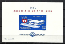 ROUMANIE Ca.1964: Bloc Neuf** "J.O. D'Innsbruck" - Invierno 1964: Innsbruck