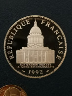 100 FRANCS PANTHEON ARGENT 1992 BE UNC FRANCE LEGERE PATINE / ISSUE DU COFFRET / SILVER - 100 Francs