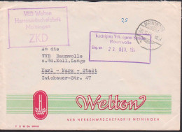 Meiningen R4 ZKD-St. VEB Welton Herrenwäschefabrik Altstempel 21.11.61 - Covers & Documents