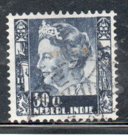 DUTCH INDIA INDIE INDE NEDERLANDS HOLLAND OLANDESE OLANDESI INDIES 1933 1937 1934 QUEEN WILHELMINA 30c USED USATO - Nederlands-Indië