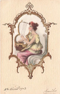 ARTS - Peintures Et Tableaux - Une Dame Jouant De La Harpe  - Carte Postale Ancienne - Malerei & Gemälde