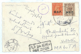 P2519 - ITALIA LIBIA, BRITISH OCCUPATION, POST CARD 11.2.1947 TO VERY RARE DESTINATION, MALTA!!!!!!! - Britse Bezetting MEF